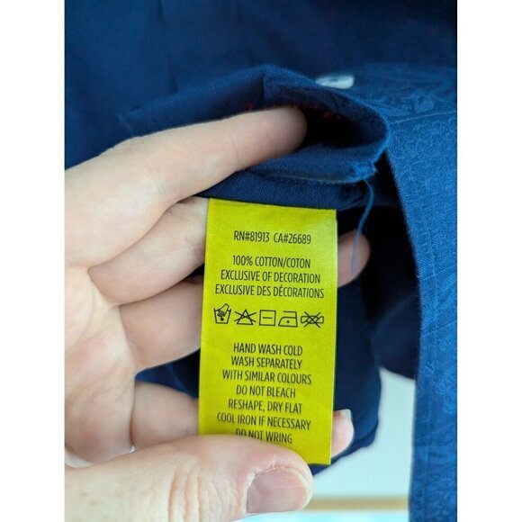 Robert Graham Knowledge Wisdom Truth Floral Print Navy Shirt Size M - Picture 8 of 10